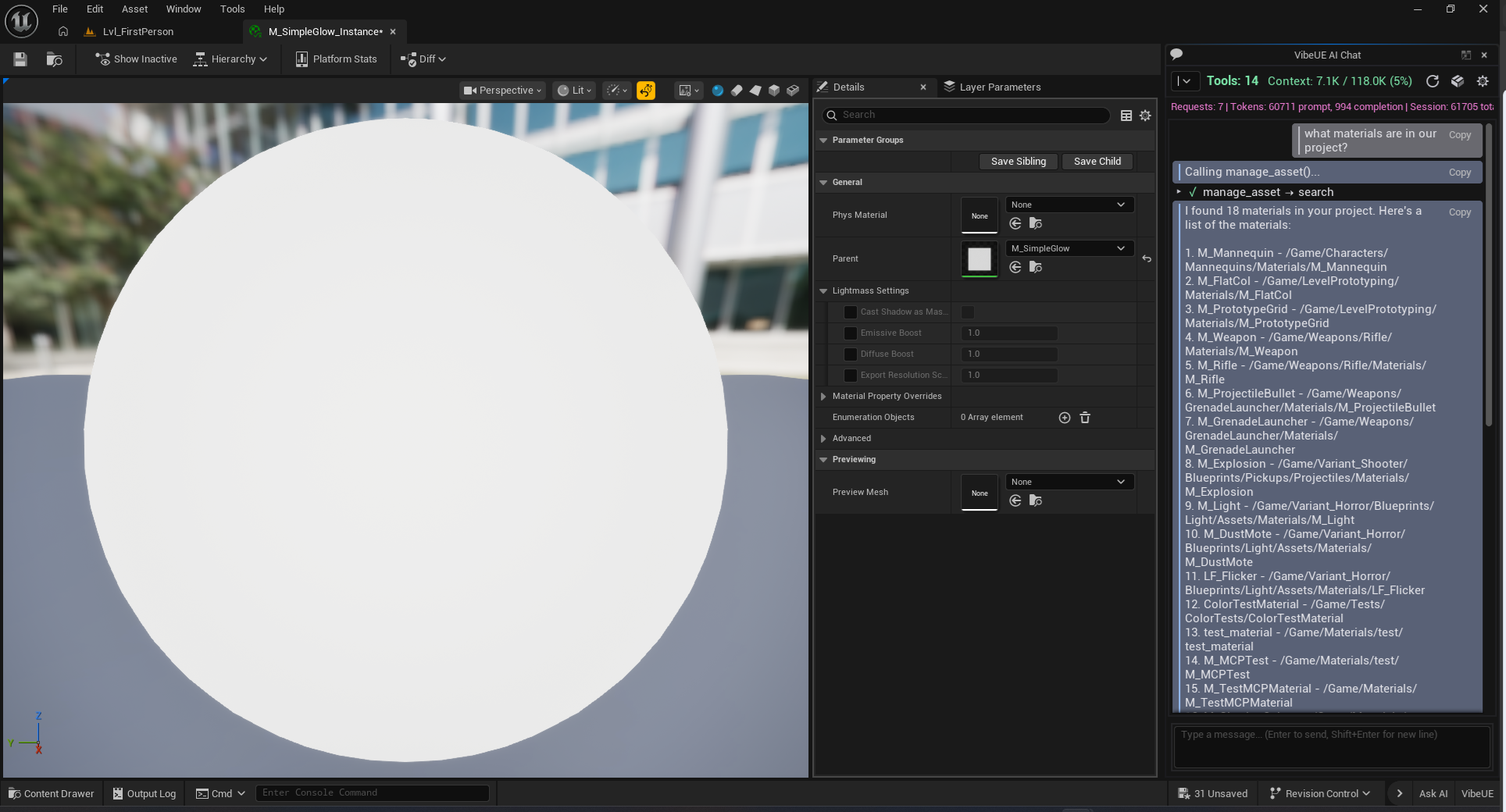 VibeUE In-Editor AI Chat Panel
